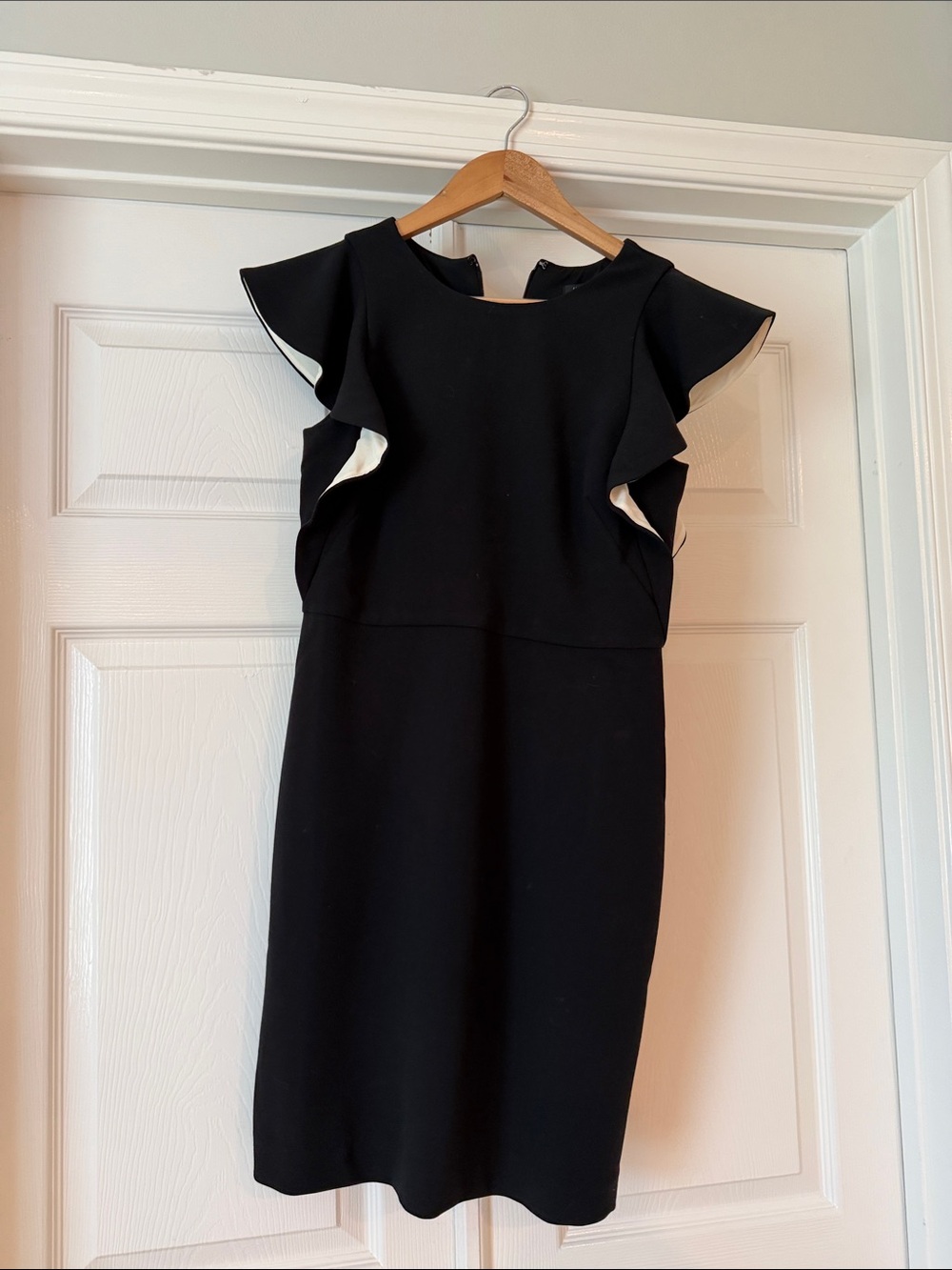Ann Taylor Black Midi Dress with White Trim